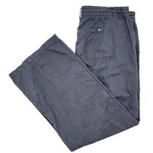 GAP Wide Leg Pants 12R Gray Low Rise Drawstring Cargo Pockets Linen Cotton Boho
